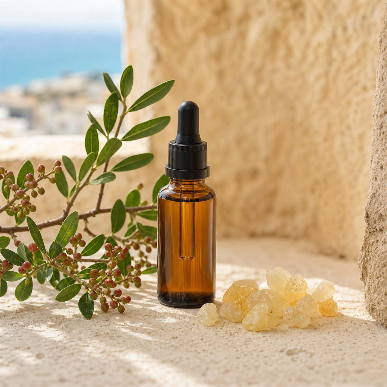 Chios mastic essential oil with Pistacia lentiscus resin