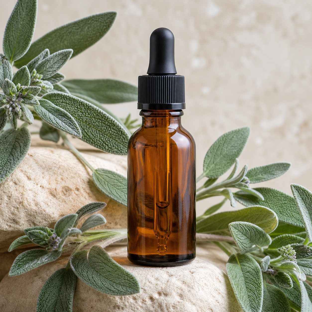 Greek sage essential oil with Salvia triloba leaves